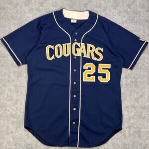 Vintage 1990s BYU Cougars Wilson Baseball Jersey #25 Navy Gold USA Made Mens 48